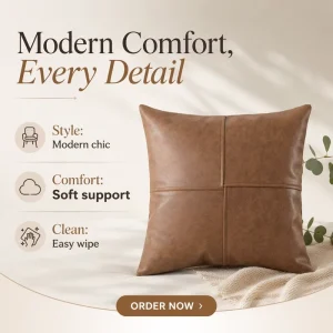 Supplier Solid color Luxury Leather Throw Pillow Soft Vintage Room Sofa Throw Pillow Cover