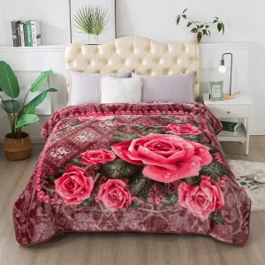 Suppliers Lowest Price Super Soft Weft India Style Flower Silky Soft and Warm Floral Quilt Blanket Raschel Blanket