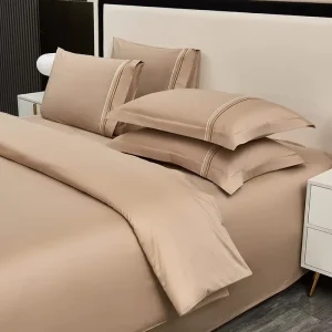 Support Custom Design Breathable Wrinkle-Resistant 100% Cotton Hotel Bed Sheets Set Embroidery Duvet Cover Set for Wedding Gift
