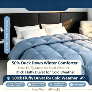 Sustainable Duck Filled Hypoallergenic Quilted Comforter High Density Anti-Leaking Fabric Eco-friendly Organic Winter
