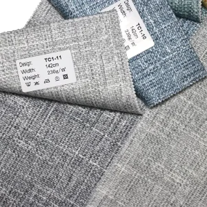 TC1 Custom Polyester Printed Knit Velvet Anti Static and Blackout Faux Linen Fabrics for Sofa Upholstery and Curtains