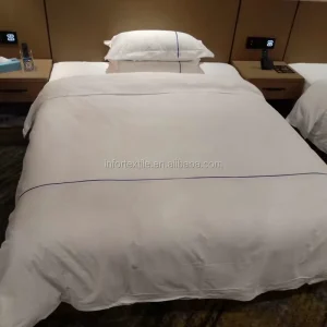 TC200 TC250 CVC White Bed Linen for America Hotel Guest Rooms Hotel Flat Sheet Pillow Case Fitted Sheet Queen Size