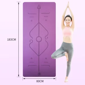 TPE Anti Skid 6mm Thick 183cm Yoga Mat with Shock Absorption and Posture Line