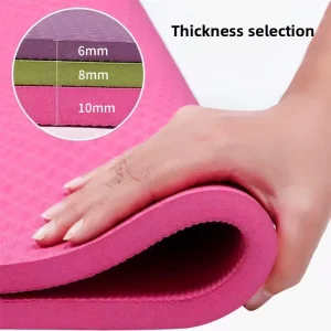 TPE Monochrome Yoga Mat for Home Fitness Shock Absorbing Non Slip Yoga Pilates Thickened Length Supportive Accessory