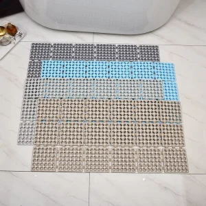 TPE Non Slip Bath Mat Suction Cups Massage Cell Design Eco Friendly Solid Multiple Colors for Shower Room Bathroom Hotel Kitchen