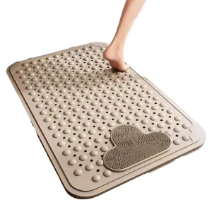 TPE Solid Eco Friendly Non Slip Bath Mat Drain Holes Suction Cups Machine Washable Modern Design Massage Feet Bathtub Shower Mat