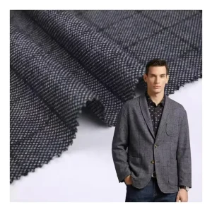 TR 330gsm Anti Pull Plain Dye Men Suits Pants Garment Fabric Tr Checks Jacquard Woven Suit Fabric for Suits Tartan