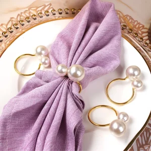 Table Accessories Metal Napkin Ring Wedding Spring Pearl Napkin Ring Wedding Table Cloth Ring