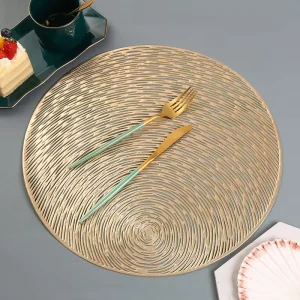 Table Decor Hollow Out Metallic Gold Charger Plates Mats Vinyl PVC Placemats for Holiday Wedding Reception