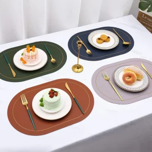 Table Leather Placemats Washable for Dining Heat Resistant Non Slip Insulation Waterproof Place Mats