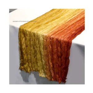 Table Linen Cheese Strip Pleated Table Runners Gradient Color Balinese Yarn Pleated Cloth Table Runner for Wedding Party