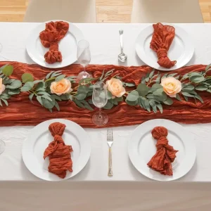 Table Runner 10ft Long Boho Cheese Cloth Gauze Table Runner Semi Sheer for Wedding Decor