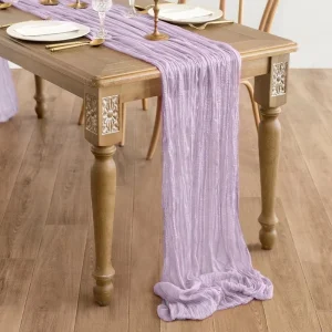 Table Runner 35 X 120 Inch Long Boho Cheese Cloth Gauze Table Runner Semi Sheer for Wedding Decor