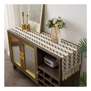 Table Runner Luxury Decorations Satin Table Runners for Indoor Outdoor Home Party Christmas Table Runner With Tassel