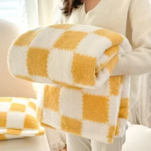 Tafu Nap Sofa Blanket Checkerboard Flannel Thickened Geometric Knitted Blanket for Air-Conditioning Cross-Border Gift