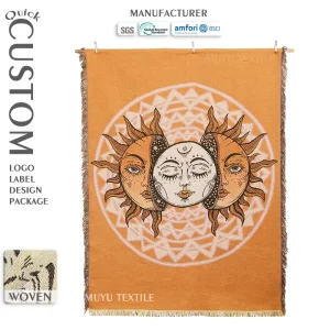 Tapestry Blanket Manufacturer Custom Sun Moon Eco Friendly Tapestry Blanket Supporting OEM ODM Custom Service