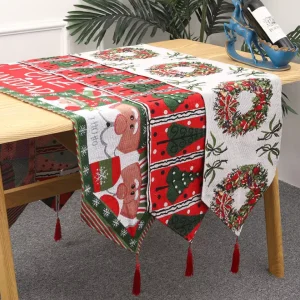 Tapestry Dining Woven Christmas Table Runner for Indoor Outdoor Home Party Decor