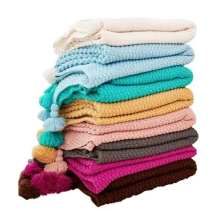 Tassel Sofa Knitted Blanket 130*170 Super Soft Touch Baby Plush Thick Throw Blankets Whole China Blankets