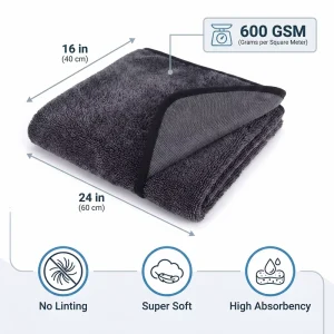 Tavelya 40*60CM 600GSM Twisted Loop Microfiber Car Drying Towel Ultra Absorbent Quick Dry Lint Free Auto Detailing Cloth