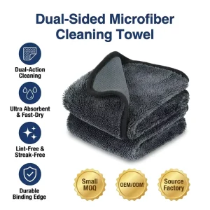 Tavelya 600GSM 40x60cm Single Layer Twisted Loop Microfiber Car Drying Towel Super Absorbent Quick Dry Auto Detailing Cloth
