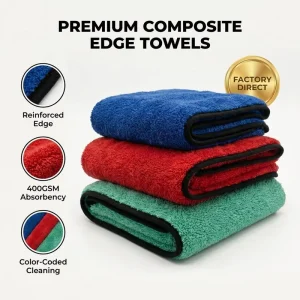 Tavelya 600GSM High Density Silk Banded Microfiber Coral Fleece Car Wash Towels Ultra Soft Paint Safe Detailing Drying Cloth