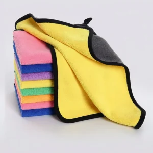 Tavelya Bonded Coral Fleece Microfiber Car Wash Towel Set for Car Detailing 500GSM Ultra Plush Absorbent Auto Drying Cloth 2