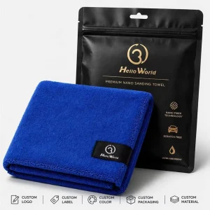 Tavelya Custom Logo 450GSM Nano Suede Microfiber Towel 40×60 60×160 60×180 High Density Polishing Buffing Cloth