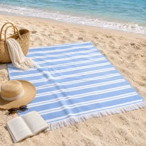 Tavelya Luxury 100% Cotton Wearable Windproof Fringes Tassels Absorbent Turkish Bath Beach Towel Large Oversized Travel