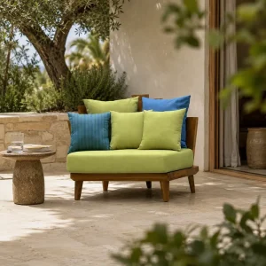 Teak Outdoor Sofa Chair Courtyard Lounge Chair with Quick Dry Cushions for Hotel Courtyard Resort Patio Project