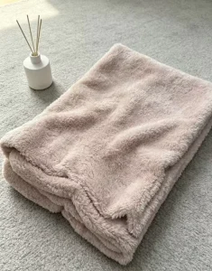 Teddy Fleece Double Layer Blanket Soft Skin Friendly Warm Cozy Non Irritating Throw Blanket for Home Sofa Bed Couch Office