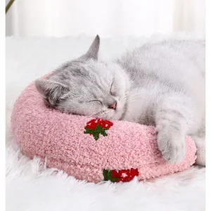 Teddy Fleece Pet Half Moon U shaped Pillow Cat Pillow Tread Milk Deep Sleep U shaped Pillow