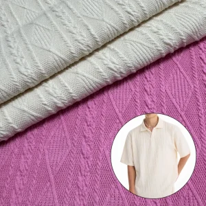 Telas Textiles 97% Polyester Jacquard Knit Stretch Fabric for Men’s and Women’s Clothing Clothes