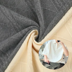 Telas Textiles Knitted Jacquard Fabric Polyester Microfiber Fabric Air Layer for Men Clothes