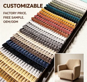 TengHui Colors Available Home Textile Decorative 100% Polyester Stripe Chenille Fabric For Sofa Furniture Upholstery