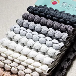 TengHui Custom Faux Fur Woven Corduroy Super Soft Polyester Thick Plush Dot Minky Bubble Fabric for Blanket and Sofa