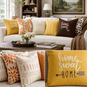 Terracotta Orange Geometric Throw Pillow Cover Soft Polyester Boho Pattern Decorative Cushion Case Pillow Shell for Bed