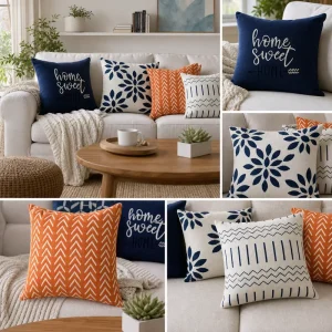 Terracotta Orange Throw Pillow Cover Soft Polyester Chevron Arrow Pattern Decorative Cushion Case Pillowcase for Sofa