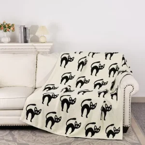 Test Report Support Classic Cartoon Black Animal Pattern Design 50*70 Home Decor Soft Textured Knitted Throw Blanket
