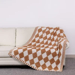 Test Report Support Customizable 50*70 Non-toxic Checkered Pattern Knit Throw Blanket for Daily Warm Care Use