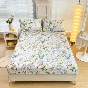 Textile Bedding King Size Bed Sheets Set Custom Printed Recycle Microfiber Quick Dry Fitted Bed Sheet for Hotel