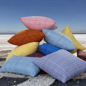 Textile Fall Plaid Decorative Outdoor Waterproof Polyester Throw Pillow Covers Square for Patio