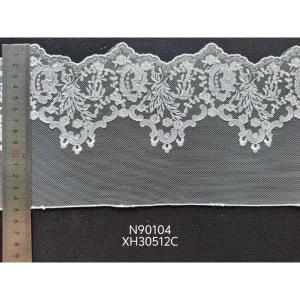 Textile Manufacturer Embroidered Mesh Fabric Narrow Stripe 100% Polyester Sheer Knitted Fashion Clothing Accessories for Girls