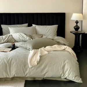 Textured 100% Cotton Jacquard 4-Piece Customizable Factory Price Modern Suitable Every Season Minimalist Bedding Set