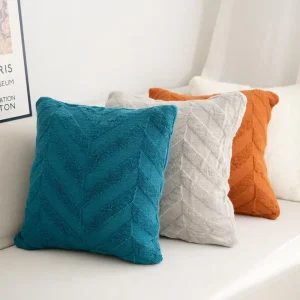 Textured Chevron Throw Pillow Covers Solid Color Herringbone Jacquard Cushion Covers for Sofa Home Decor