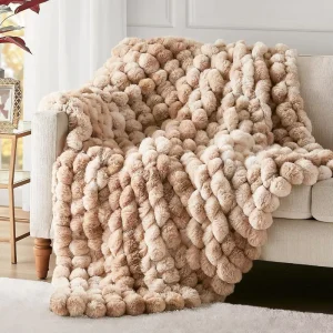 Textured Grace Solid Faux Fur Throw Blanket for Couch Sofa Bed High Quality Skin Friendly All Season Comforter