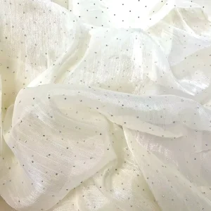 Textured Hot Fix Rhinestone Polyester Organza Tulle Fabric Stiff Shiny for Wedding Decor Dresses Veils and Events