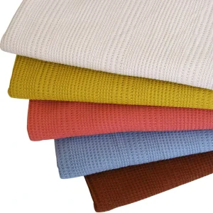 Textured Jacquard 220g Polyester Cotton Waffle Knit Fabric Heavy Gauge Large & Small Repeat Jacquard for Women’s Knit Apparel