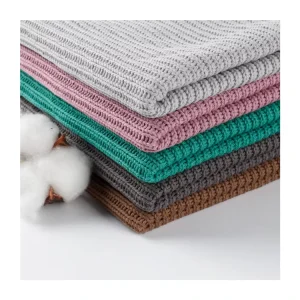 Textured Knit Fabric 380g Cotton Polyester Heavyweight Breathable Chunky Rib for Fall Sweatshirts and Blankets