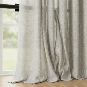 Textured Linen Look Sheer Curtain Fabric for Hotel and Home Decoration