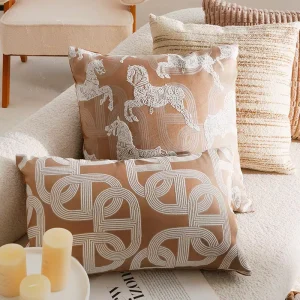 Textured Luxury Throw Pillow Cover Modern Geometric Horse Pattern Decorative Cushion Cases for Sofa Couch Farmhouse Home pillow